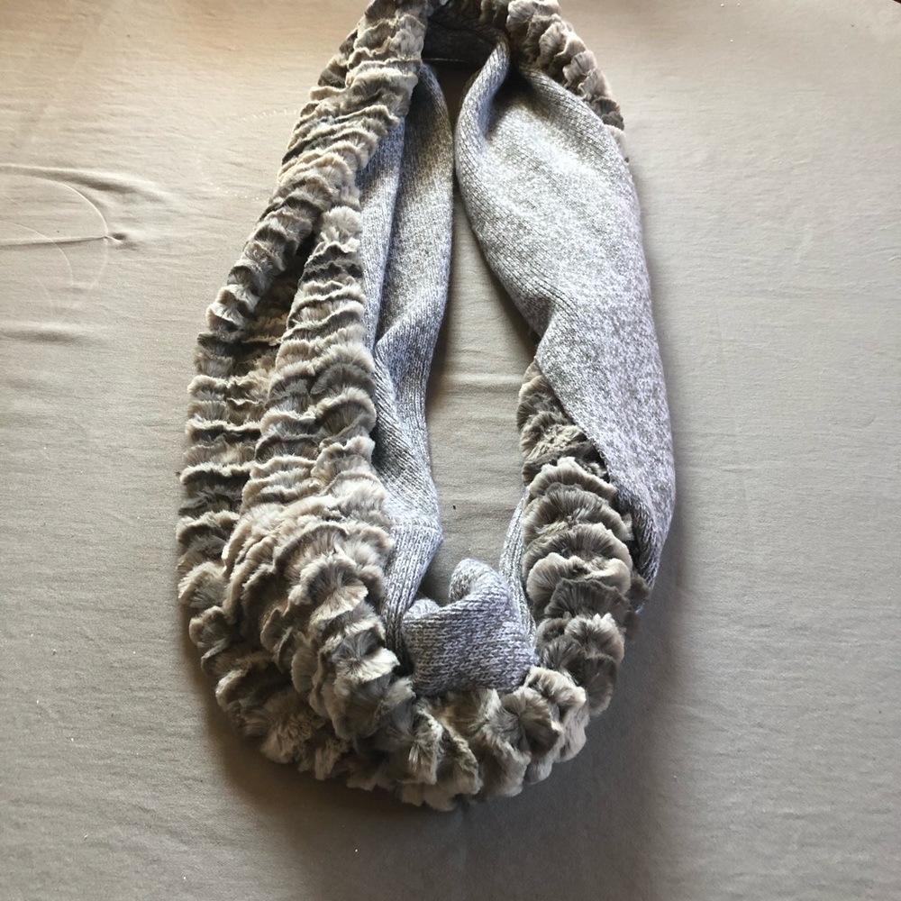 Faux fur and knit infinity scarf